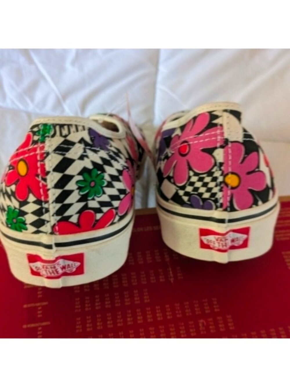 Vans Authentic Men 11.5 Printed Floral Checker Classic Canvas Retro Print 0826 - Picture 7 of 8